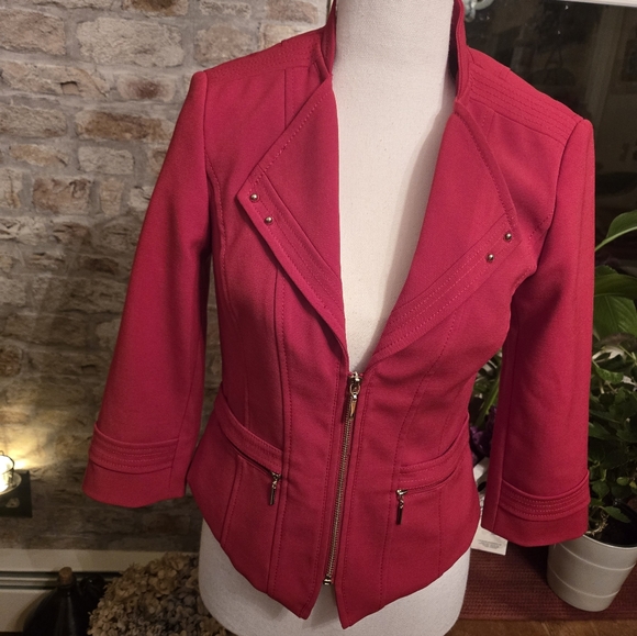 White House Black Market Vibrant Red Blazer Size 00 - Picture 3 of 10